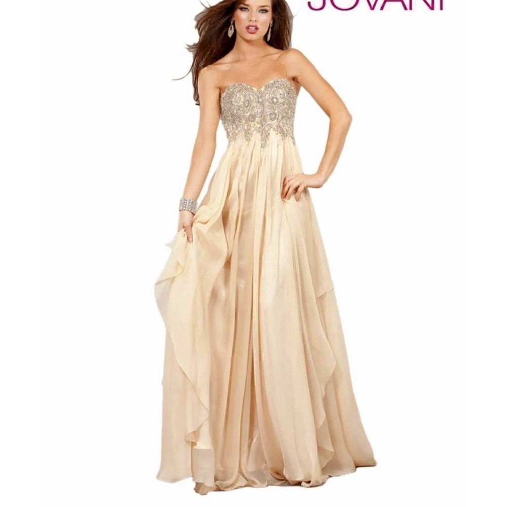Jovani 1560 Prom Champagne 
Rhinestone Grown 6